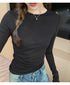 Slim Fit Long Sleeve O Neck T Shirt for Women Casual Streetwear Tops