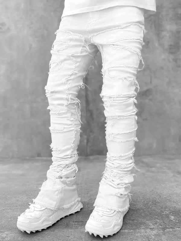 High Street Men's Stacked Jeans Stretched Denim Trousers