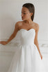 Elegant Off The Shoulder Pleat Sweetheart Wedding Dresses with Long Puff Sleeves and Side Slit
