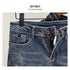 Korean Style Slim Men's Jeans with Cat Whisker Holes and Colorful Paint Splatters - Stylish Medium Wash Jeans for Casual Outfits