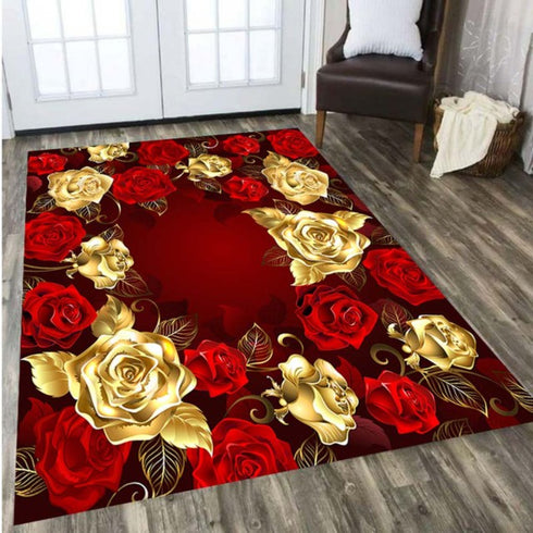 Rose Flower Carpet Area Rug for Living Room and Bedroom Decor