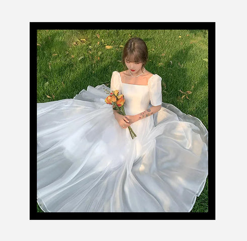 White Sweat Princess Wedding Dress for Banquet Ball Prom