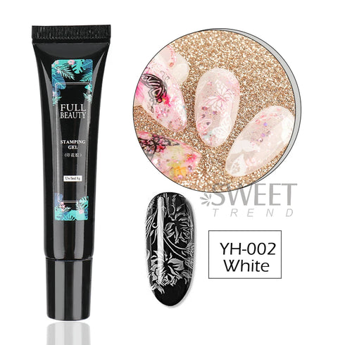 8ml Black Nail Stamping Gel Polish for Stunning Manicure Art with White Gold Transfer Gel, Perfect for UV Soak Off Varnish and Nail Art Stamping Plate Tools