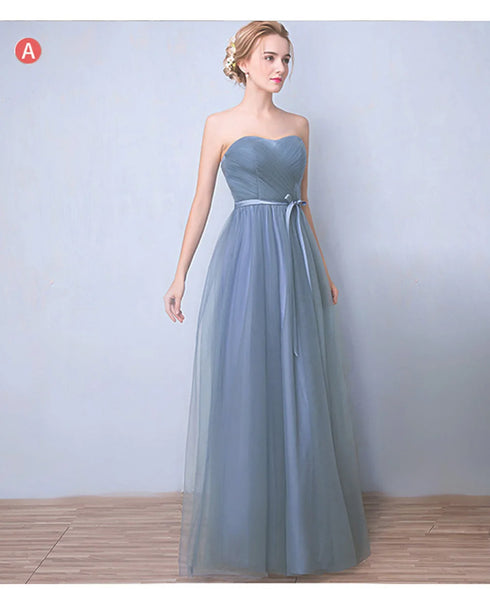 Elegant Sleeveless Tulle A-Line Bridesmaid Dress With Satin Belt And Lace Up Bow For Weddings