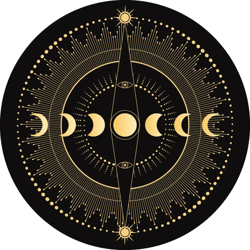 Sun Moon Round Area Rug Soft Non-Slip Mat for Bedroom and Living Room