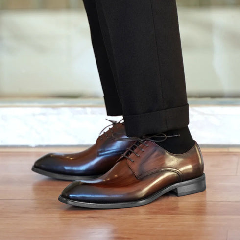 Elegant Plus Size Men's Formal Oxfords - Classic Lace-Up Leather Shoes for Weddings, Office, and Business Casual Events