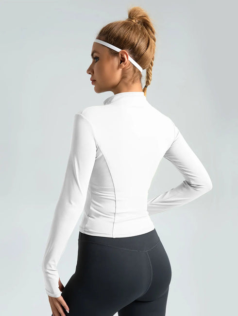 Waist Slimming Training Top Women’s Tight Stand Collar Zipper Fitness Yoga Shirt