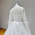 Hire Lnyer High Neck Zipper Back Lace Ball Gown Wedding Dresses