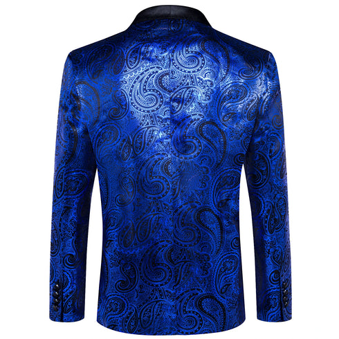 Men's Slim Fit Single Button Paisley Blazer Jacket for Business, Party, Wedding, and Prom - Stylish Formal Wear for All Seasons