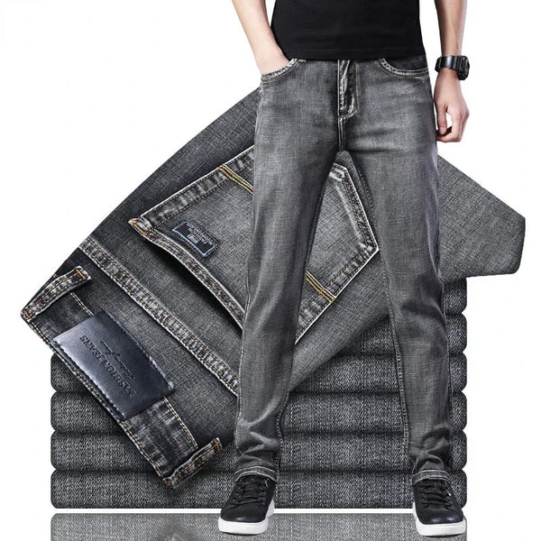 Classic Style Summer Men's Thin Jeans Business Fashion Trousers