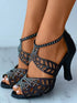 Stylish Stiletto Rhinestone Closed Toe Sandals for Women - Perfect for Dance and Parties