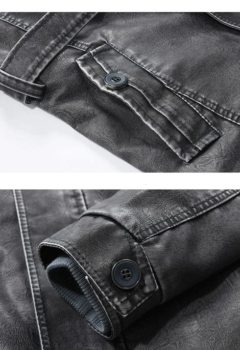 Fleece-lined Faux-Leather Jacket — Warm, Slim & Winter-Ready