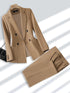 Stylish Women's Formal Pant Suit Set for Office Business Wear - Elegant Blazer and Trouser Ensemble with Pockets, Perfect for Autumn/Winter