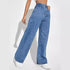 Baggy Straight Jeans For Women High Waisted Retro Style Flare Denim Pants Jeans Casual
