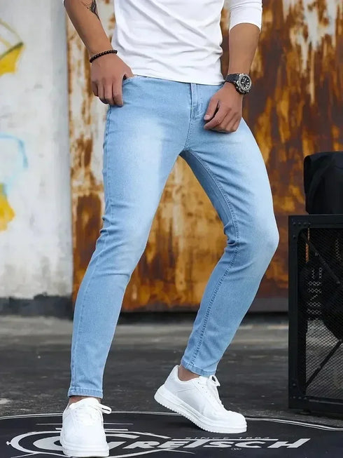 Mens Slim Fit Classic Skinny Jeans for Casual Street Style