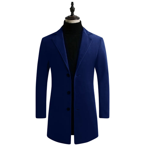 Men's Slim Fit Trench Coat for Fall and Winter - Stylish Woolen Blended Outwear for Business Casual and Travel