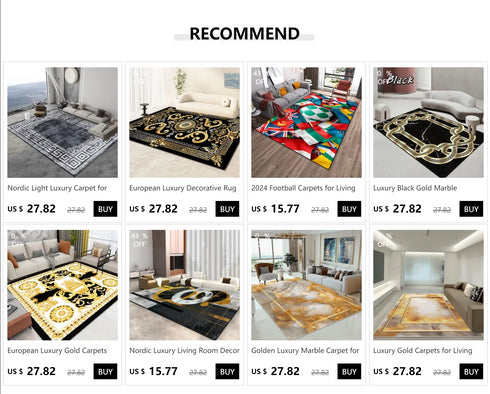 European Style Luxury Gold Area Rug Abstract Texture Washable Living Room Carpet