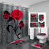 4 Piece Doormat Shower Curtain Set with Non-Slip Rugs Toilet Seat Cover and Bath Carpet for Bathroom Decor