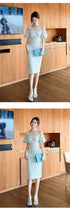 Work Style Striped Floral Formal Occasion Dress Women Clothes