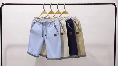 Linen Mens Shorts Casual Bermuda Beach Shorts for Men