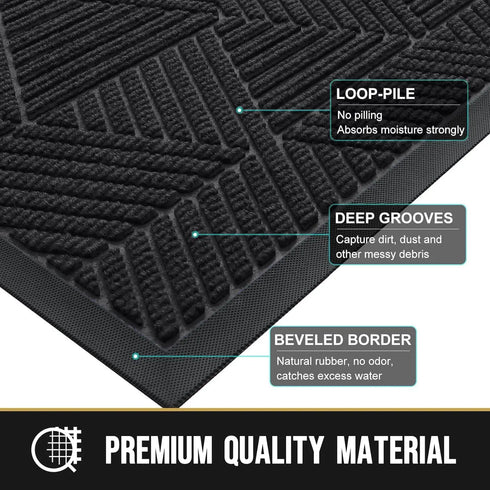 Absorbent Low Profile Entryway Rug Non-Slip Washable Welcome Mat for Heavy Duty Use