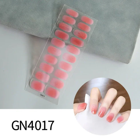 Waterproof Long Lasting Gel Nail Art Stickers for Stunning Full Cover Manicures - 9 Piece Set of Baking-Free Solid Color Decals