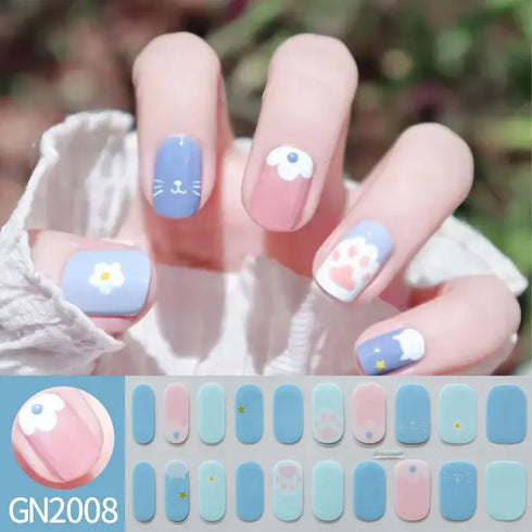 Waterproof Long Lasting Gel Nail Art Stickers for Stunning Full Cover Manicures - 9 Piece Set of Baking-Free Solid Color Decals