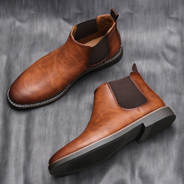 Stylish Retro Men's Chelsea Boots - Comfortable Leather Work Shoes for Business