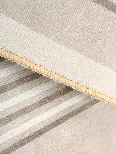 Minimalist Beige Art Stripe Carpet Soft Large Area Rug for Bedroom and Living Room Decor