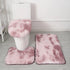 3 Piece Solid Color Bathroom Carpet Set Non-Slip Toilet Lid Cover Rugs Kit
