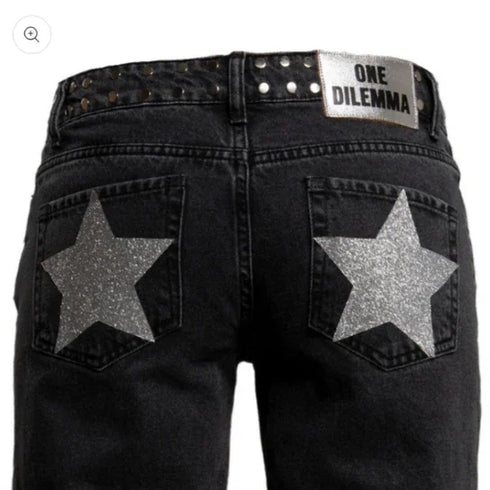 Baggy Jeans For Women With Stars Print Hip Hop Streetwear Style Loose Fit Denim Jeans