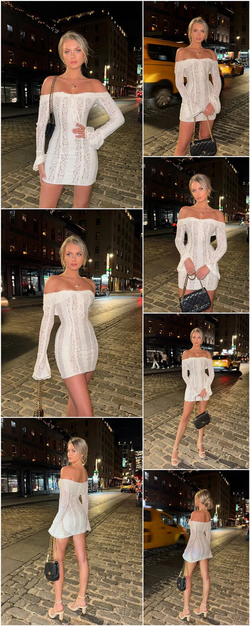 Mozision Lace Off-shoulder Sexy Maxi Dress Elegant Evening Dress