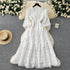 Elegant Embroidery White Lace Long Dress for Women Evening Occasion