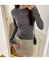 Slim Fit Long Sleeve O Neck T Shirt for Women Casual Streetwear Tops