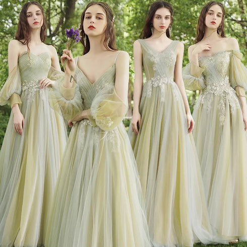 Strapless Applique Tulle Bridesmaid Dress With Floral Embellishments Evening Gown