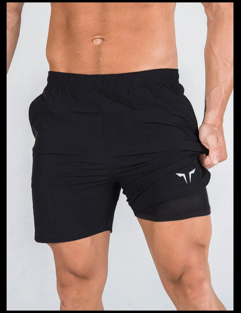 Men's Summer Gym Fitness Double-Decker 2 in 1 Shorts Sports Running Basketball Jogger Bottoms