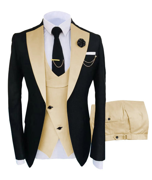 Luxury Men's Tuxedo Suit Set for Special Occasions - Stylish 3-Piece Ensemble with Jacket, Trousers, and Vest for Parties and Weddings