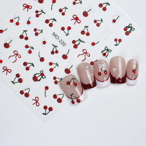 5D Embossed Nail Art Stickers - Semi-Transparent White Bowknots Adhesive Sliders for Creative Manicure Decorations and Nail Art Accessories