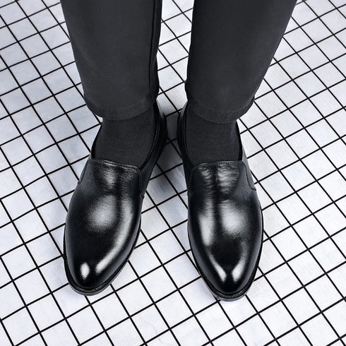 Elevator Dress Shoes for Men - Luxury Leather Formal Footwear for Weddings, Office, and Casual Social Events - Classic Designer Style with Slip-On Convenience