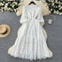 Elegant Embroidery White Lace Long Dress for Women Evening Occasion