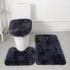 3 Piece Solid Color Bathroom Carpet Set Non-Slip Toilet Lid Cover Rugs Kit