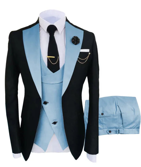 Luxury Men's Tuxedo Suit Set for Special Occasions - Stylish 3-Piece Ensemble with Jacket, Trousers, and Vest for Parties and Weddings