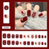 Wearable Detachable Love-Themed Checkerboard Fake Nail Pieces for a Sweetheart Manicure