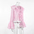 Summer Ruffle V Neck Long Sleeve Tops Casual Party Tees for Women