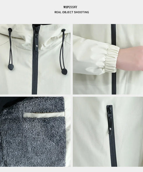 Comfortable and Stylish Men’s Fleece Lined Casual Windbreaker Jacket - Perfect for Autumn and Winter Outdoor Adventures