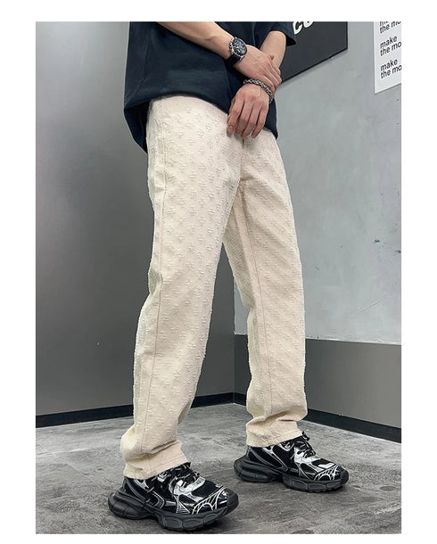 Black Men's Designer Jeans Straight Leg Baggy Denim Trousers