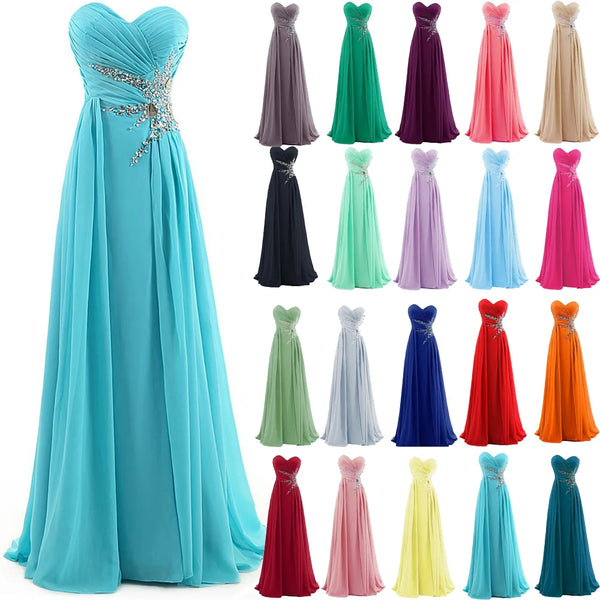 Strapless A-Line Chiffon Bridesmaid Dress With Beading Crystals and Pleats Corset Back