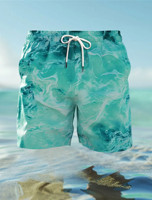 Men's Board Shorts Swim Trunks Print Sea Gradient Quick Dry Casual Beach