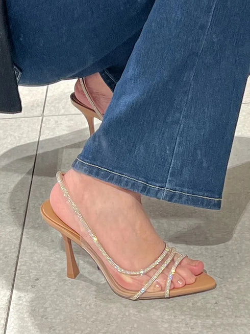 Thin Heel Fairy Style Hollow Pointed Open Toe Sandals