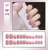 24Pcs Cute Bow Short Coffin Press On Nails - Artificial Full Cover Acrylic Nail Tips for Fall Season Nail Art Decor with Seamless Removable Designs